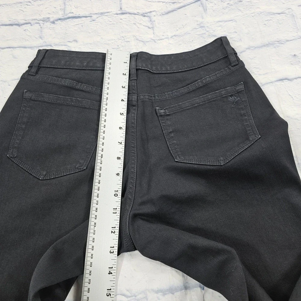 Martha Stewart Jeans Women 6 Black Blue Floral Embroidered High Rise Straight